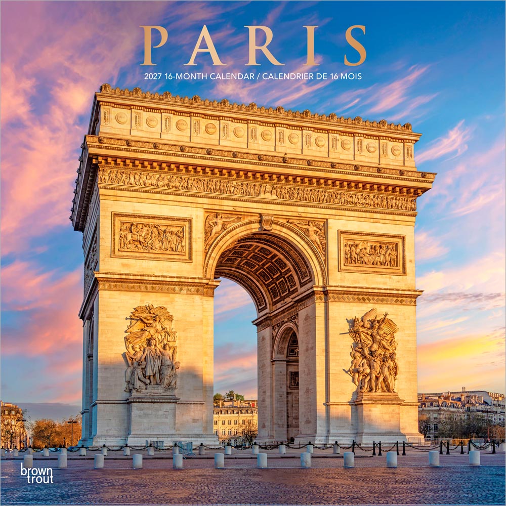 Paris | 2027 12 x 24 Inch (Hanging) Monthly Square Wall Calendar | Foil Stamped Cover | English/French Bilingual