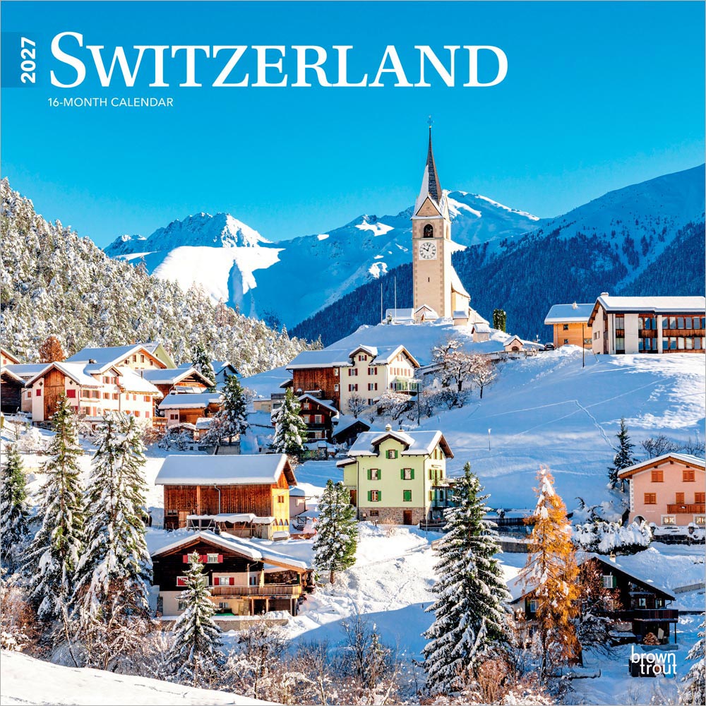 Switzerland | 2027 12 x 24 Inch (Hanging) Monthly Square Wall Calendar