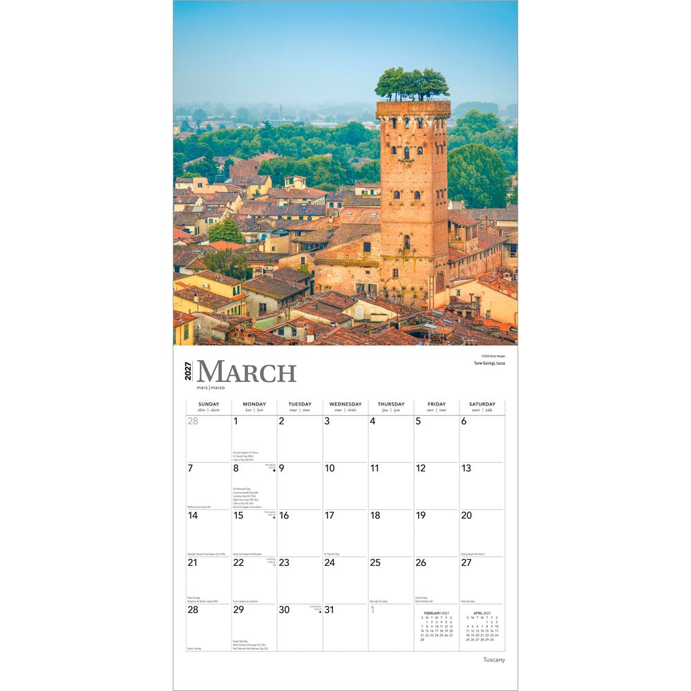 Tuscany | 2027 12 x 24 Inch (Hanging) Monthly Square Wall Calendar