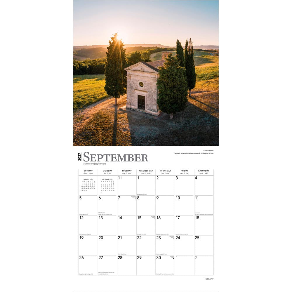 Tuscany | 2027 12 x 24 Inch (Hanging) Monthly Square Wall Calendar