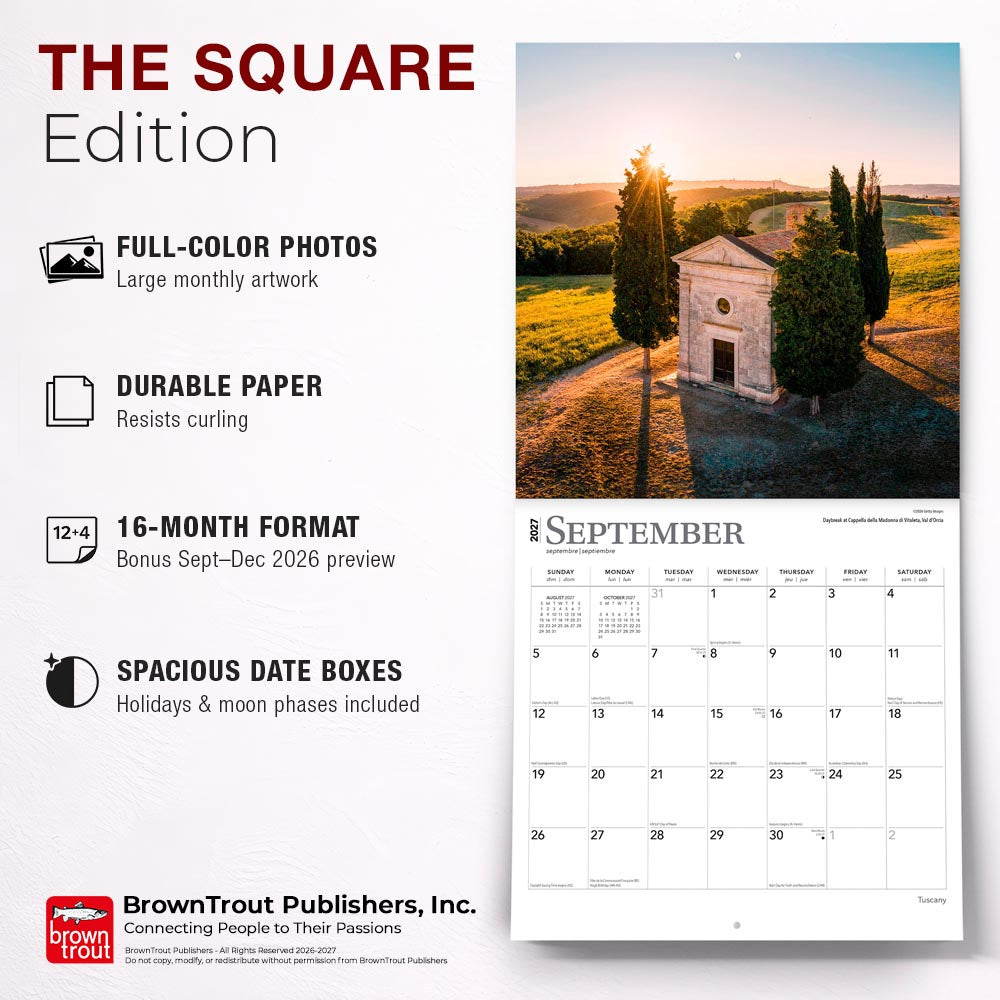 Tuscany | 2027 12 x 24 Inch (Hanging) Monthly Square Wall Calendar