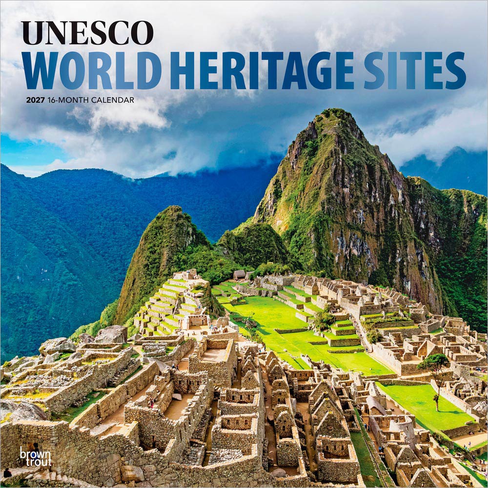 UNESCO World Heritage Sites | 2027 12 x 24 Inch (Hanging) Monthly Square Wall Calendar | Foil Stamped Cover