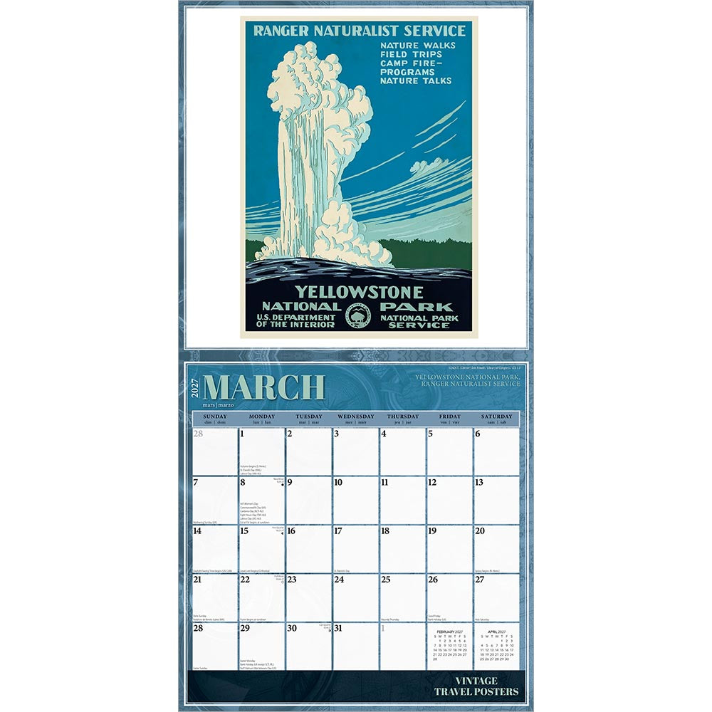 Vintage Travel Posters | 2027 12 x 24 Inch (Hanging) Monthly Square Wall Calendar