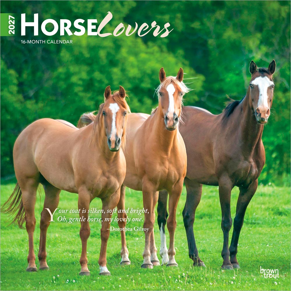 Horse Lovers | 2027 12 x 24 Inch (Hanging) Monthly Square Wall Calendar