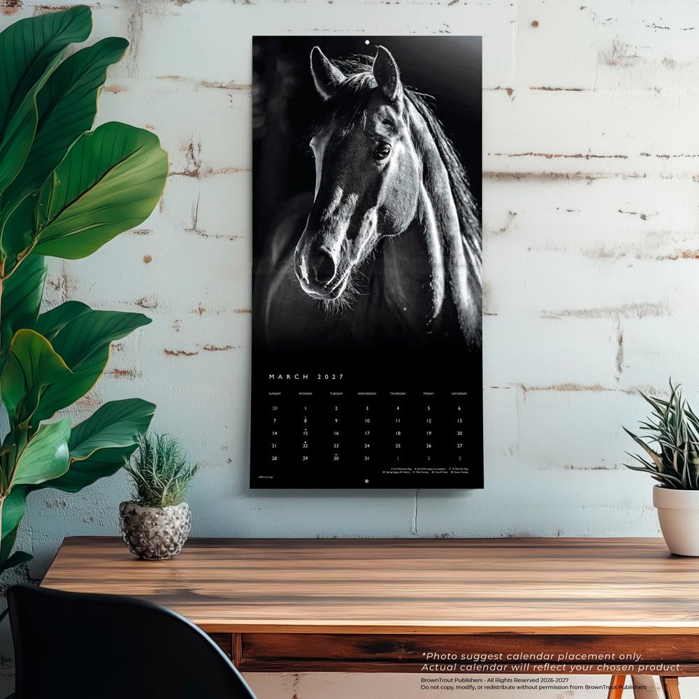 The BrownTrout Portrait Series: The Noble Horse | 2027 12 x 24 Inch (Hanging) Monthly Square Wall Calendar