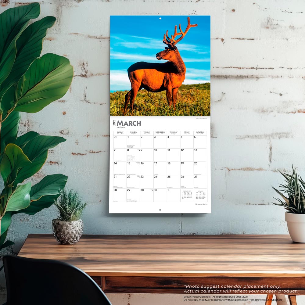 Monster Bucks | 2027 12 x 24 Inch (Hanging) Monthly Square Wall Calendar