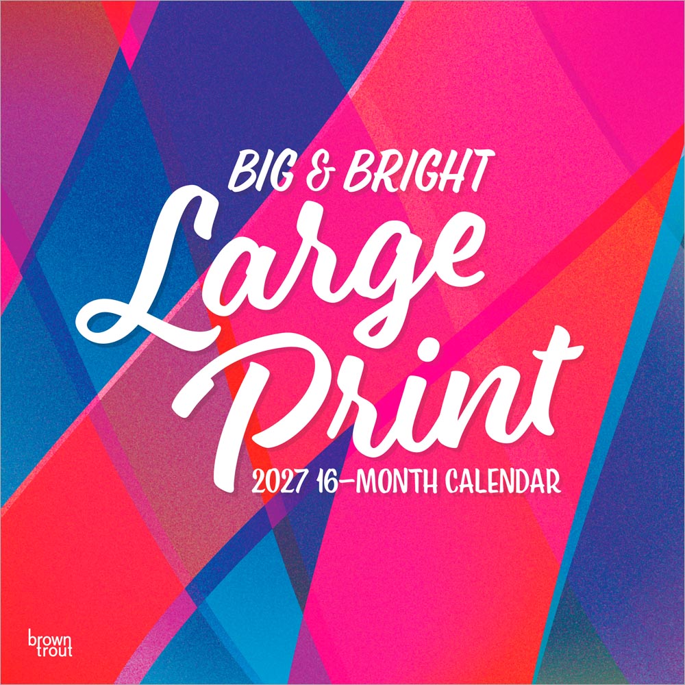 Big & Bright Large Print | 2027 12 x 24 Inch (Hanging) Monthly Square Wall Calendar | Matte Paper