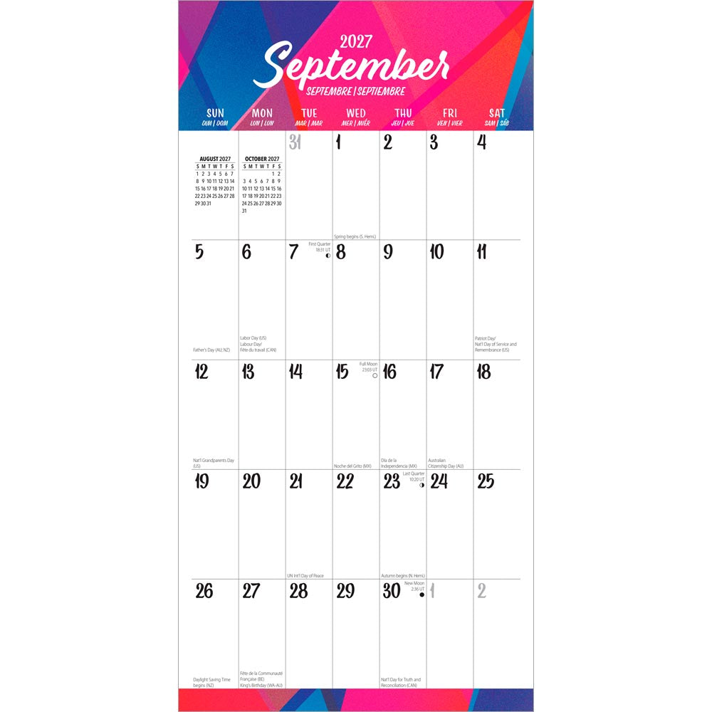 Big & Bright Large Print | 2027 12 x 24 Inch (Hanging) Monthly Square Wall Calendar | Matte Paper