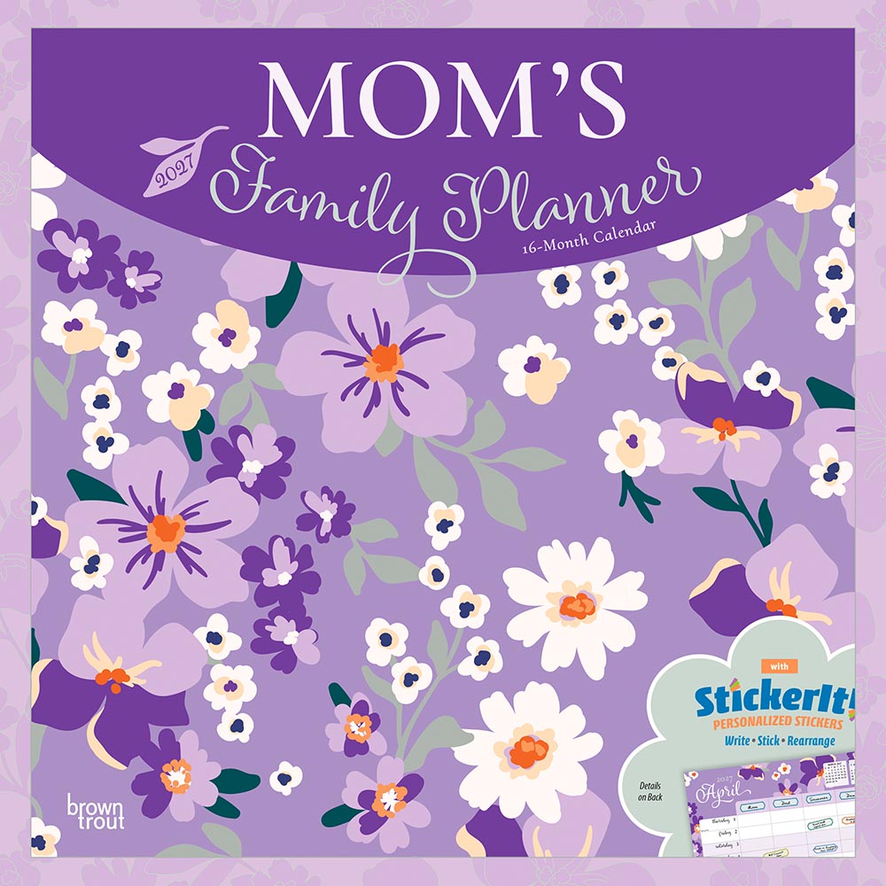 Mom's Family Planner | 2027 12 x 24 Inch (Hanging) Monthly Square Wall Calendar | Matte Paper and Sticker Sheet