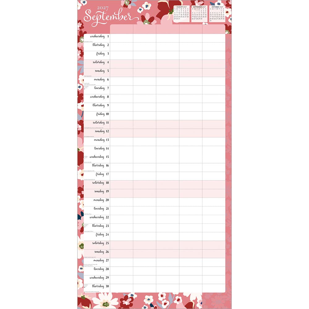 Mom's Family Planner | 2027 12 x 24 Inch (Hanging) Monthly Square Wall Calendar | Matte Paper and Sticker Sheet