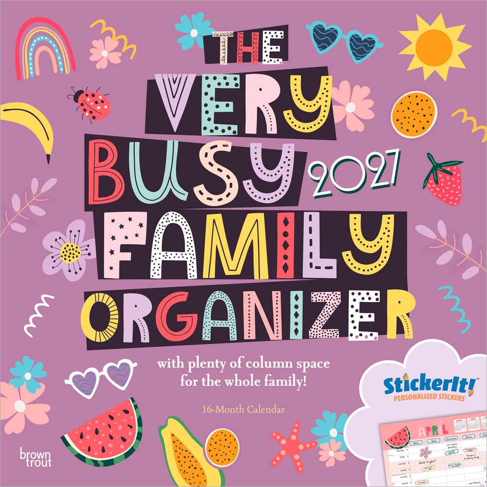The Very Busy Family Organizer | 2027 12 x 24 Inch (Hanging) Monthly Square Wall Calendar | Matte Paper and Sticker Sheet