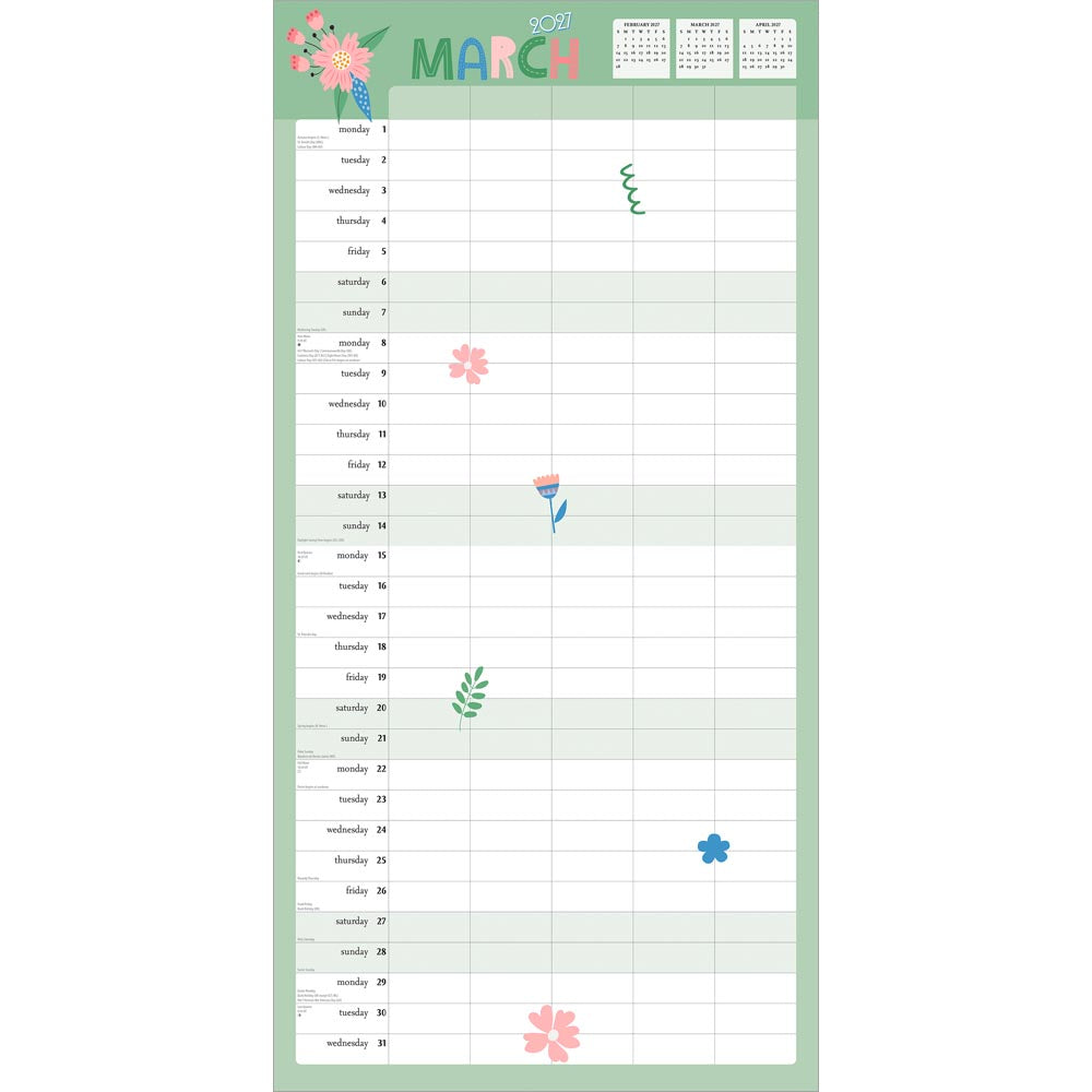 The Very Busy Family Organizer | 2027 12 x 24 Inch (Hanging) Monthly Square Wall Calendar | Matte Paper and Sticker Sheet