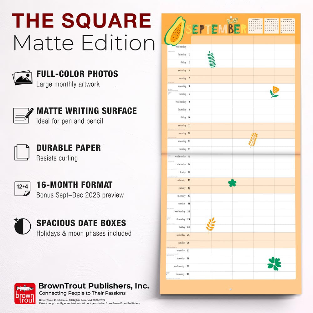 The Very Busy Family Organizer | 2027 12 x 24 Inch (Hanging) Monthly Square Wall Calendar | Matte Paper and Sticker Sheet