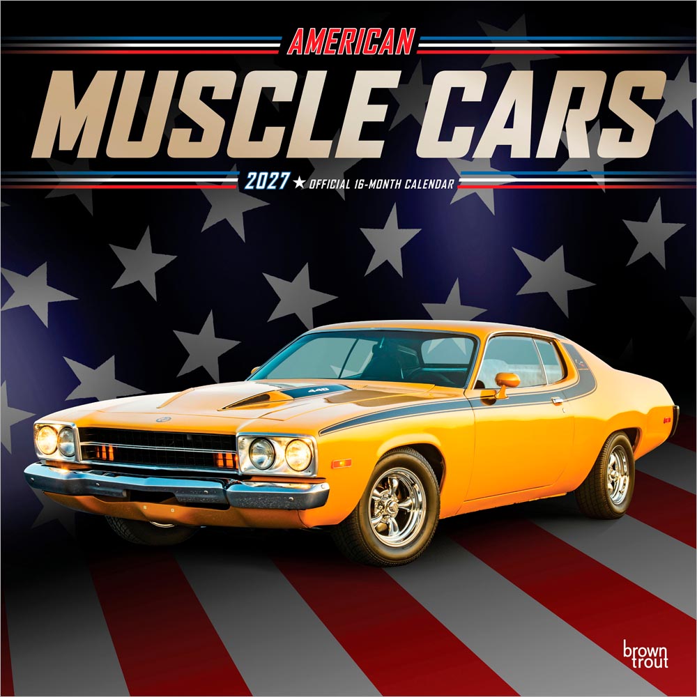 American Muscle Cars OFFICIAL | 2027 12 x 24 Inch (Hanging) Monthly Square Wall Calendar | Foil Stamped Cover