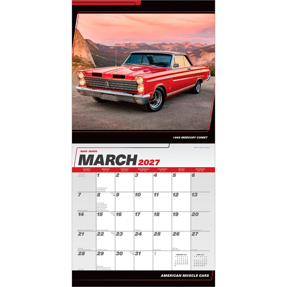 American Muscle Cars OFFICIAL | 2027 12 x 24 Inch (Hanging) Monthly Square Wall Calendar | Foil Stamped Cover