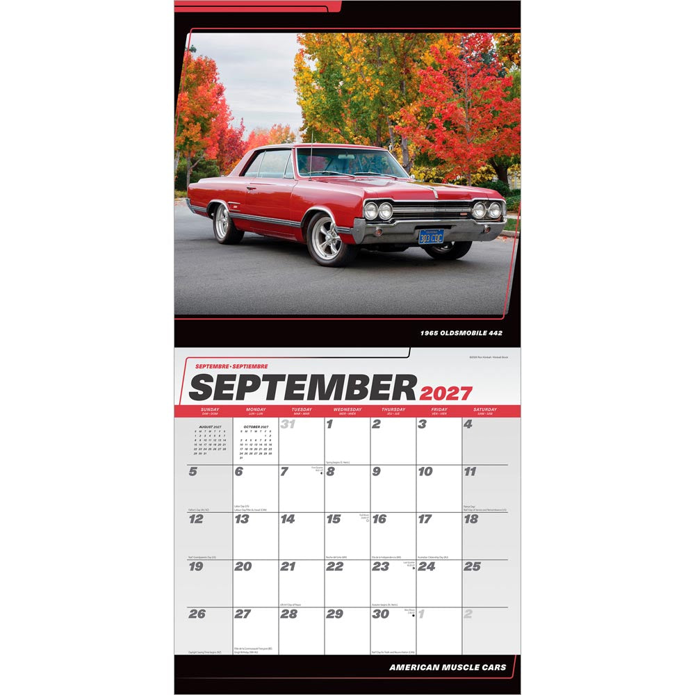American Muscle Cars OFFICIAL | 2027 12 x 24 Inch (Hanging) Monthly Square Wall Calendar | Foil Stamped Cover