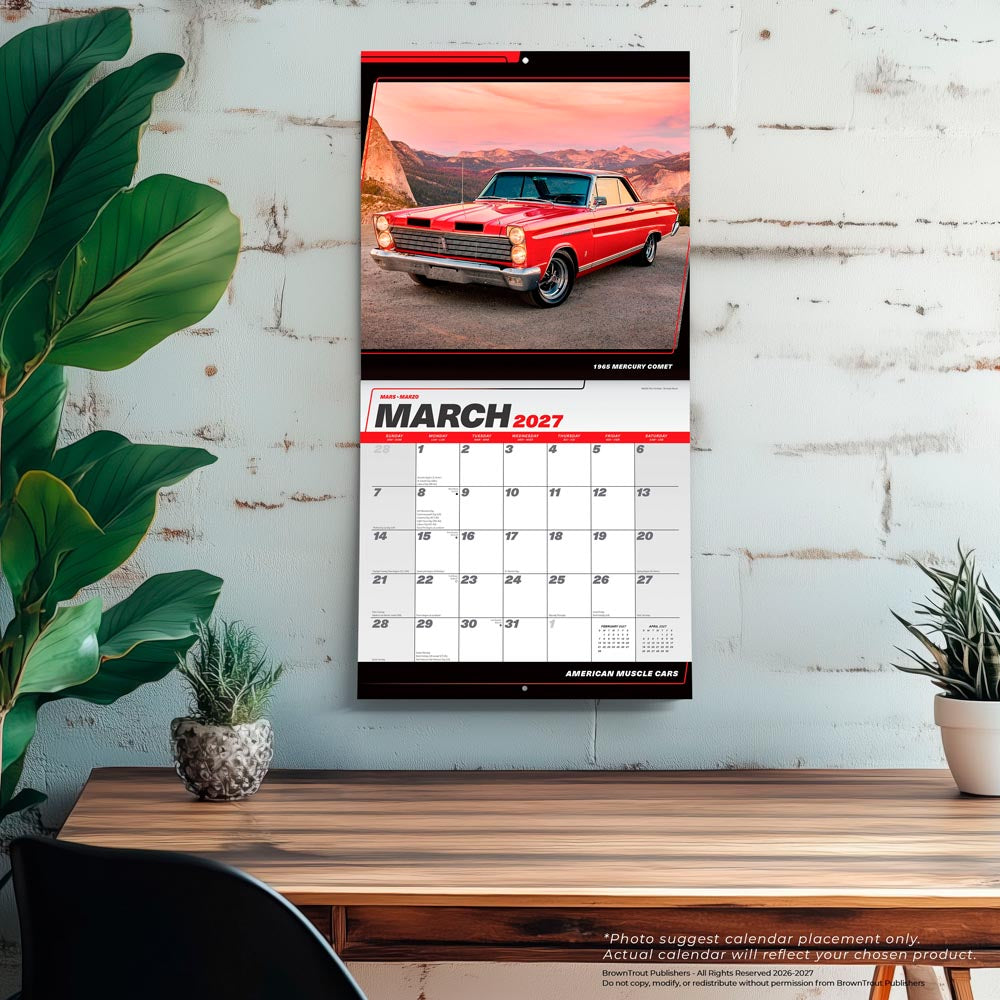 American Muscle Cars OFFICIAL | 2027 12 x 24 Inch (Hanging) Monthly Square Wall Calendar | Foil Stamped Cover