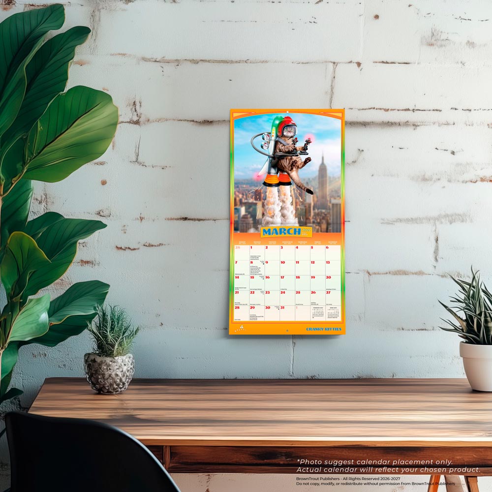 Avanti Cranky Kitties OFFICIAL | 2027 7 x 14 Inch (Hanging) Monthly Mini Wall Calendar