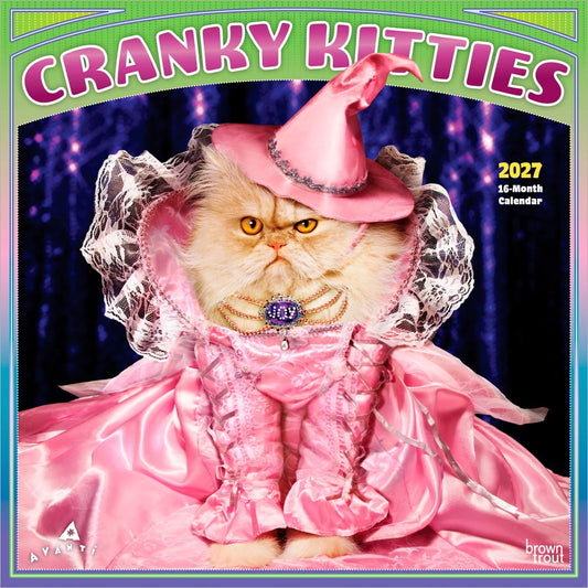 Avanti Cranky Kitties OFFICIAL | 2027 12 x 24 Inch (Hanging) Monthly Square Wall Calendar | Foil Stamped Cover