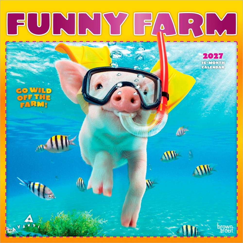 Avanti Funny Farm OFFICIAL | 2027 12 x 24 Inch (Hanging) Monthly Square Wall Calendar | Foil Stamped Cover