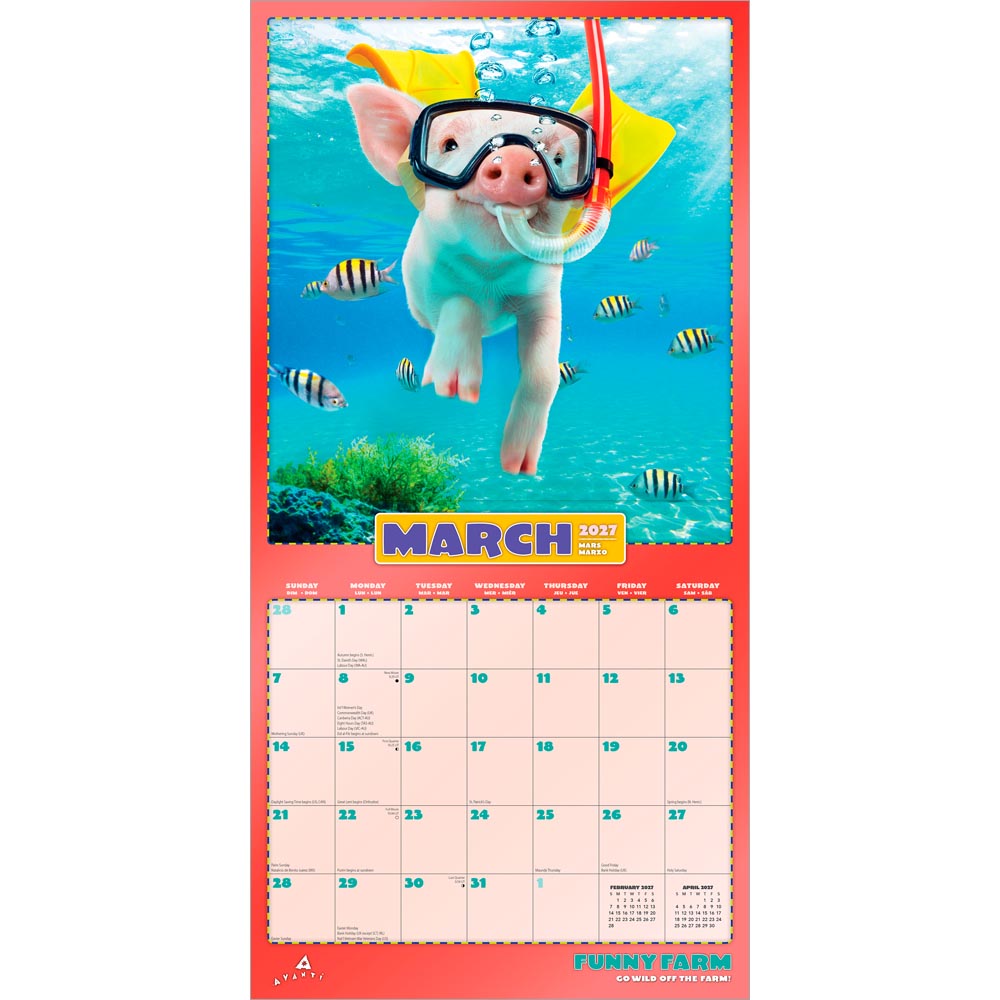 Avanti Funny Farm OFFICIAL | 2027 12 x 24 Inch (Hanging) Monthly Square Wall Calendar | Foil Stamped Cover