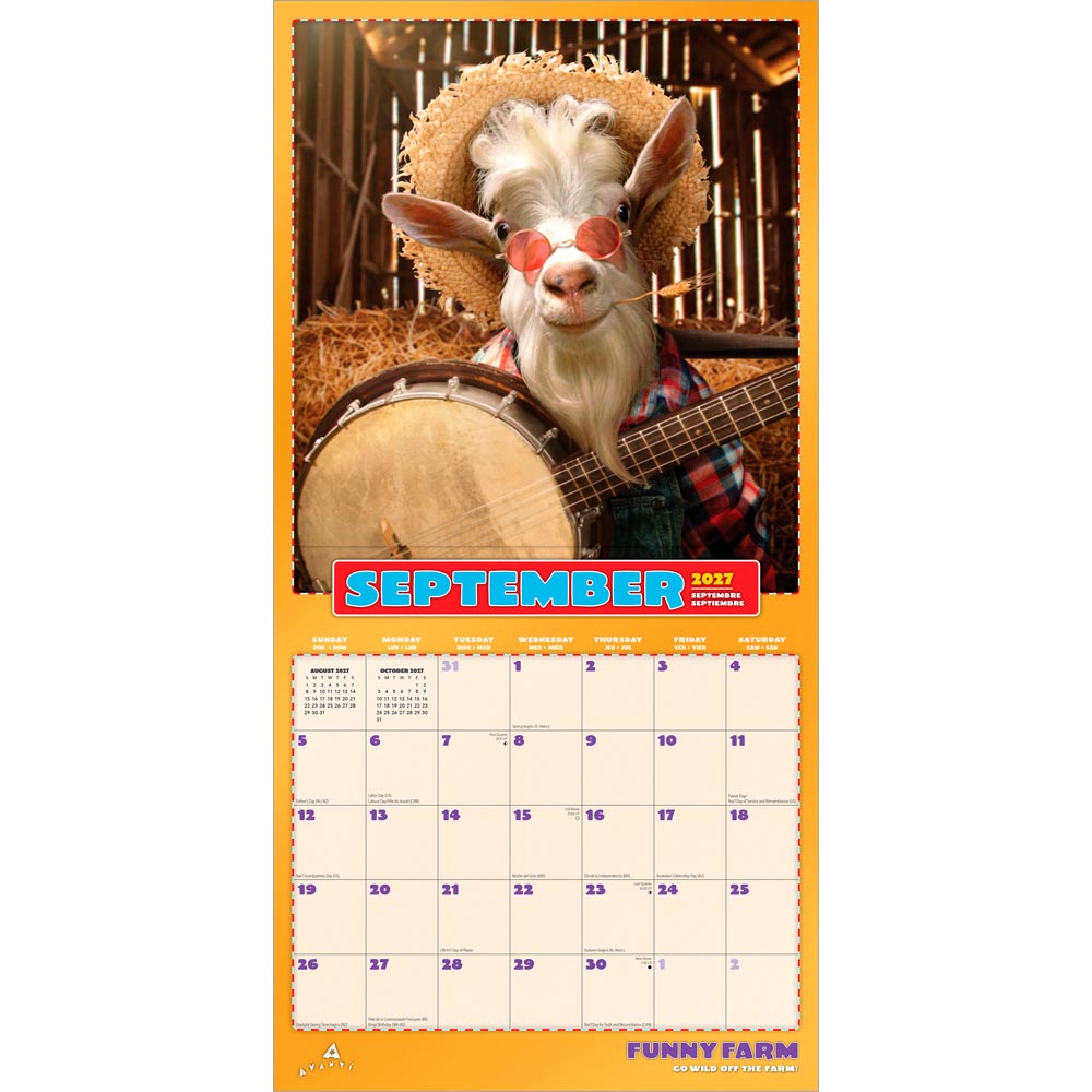 Avanti Funny Farm OFFICIAL | 2027 12 x 24 Inch (Hanging) Monthly Square Wall Calendar | Foil Stamped Cover