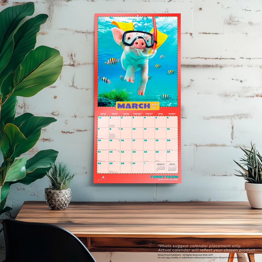 Avanti Funny Farm OFFICIAL | 2027 12 x 24 Inch (Hanging) Monthly Square Wall Calendar | Foil Stamped Cover