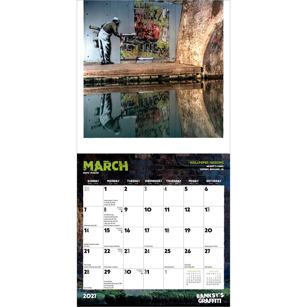 Banksy's Graffiti OFFICIAL | 2027 7 x 14 Inch (Hanging) Monthly Mini Wall Calendar