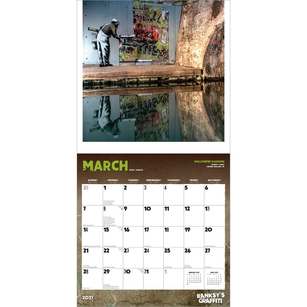 Banksy's Graffiti OFFICIAL | 2027 12 x 24 Inch (Hanging) Monthly Square Wall Calendar