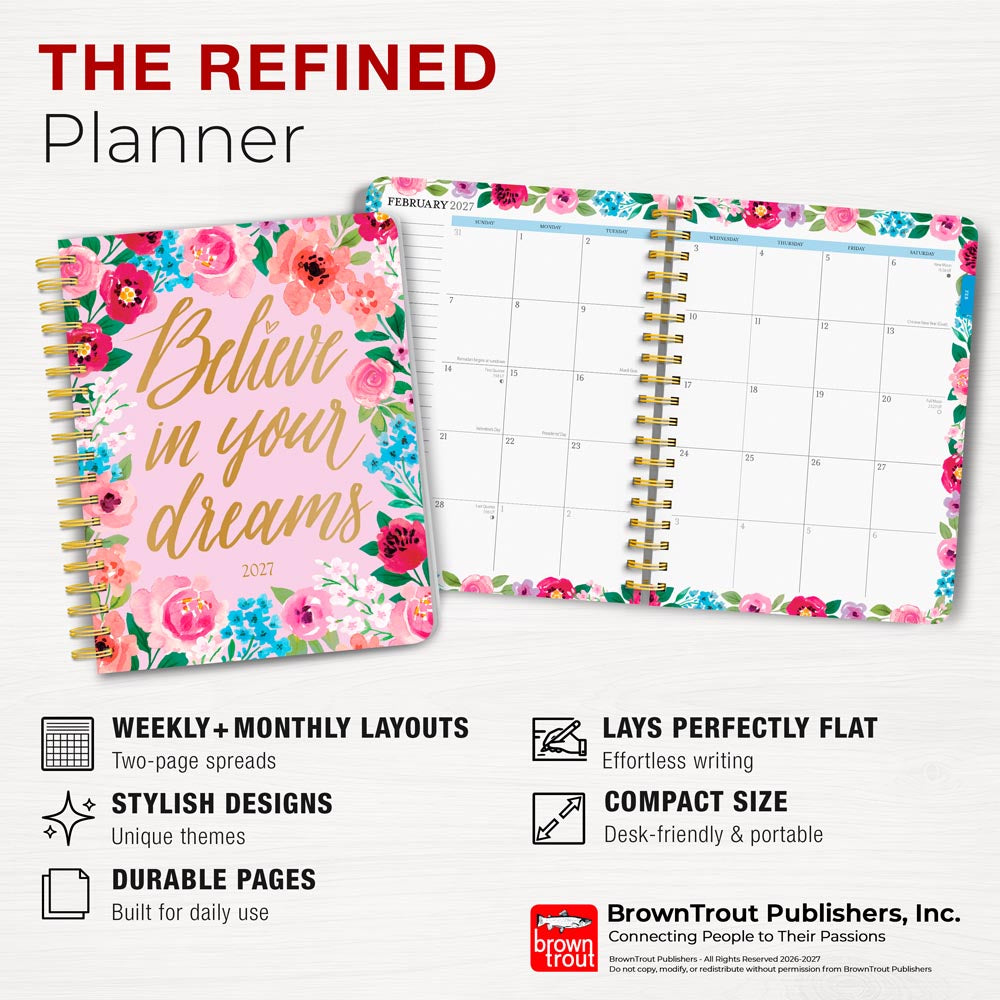 Bonnie Marcus OFFICIAL | 2027 6 x 7.75 Inch Weekly Desk Planner | Foil Stamped Cover