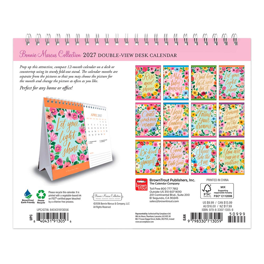 Bonnie Marcus OFFICIAL | 2027 7.5 x 6 Inch Monthly Double-View Easel Desk Calendar