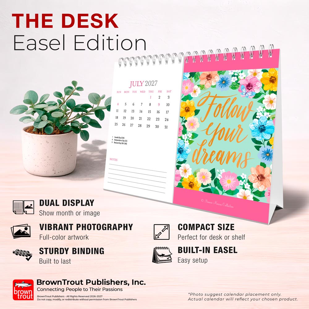 Bonnie Marcus OFFICIAL | 2027 7.5 x 6 Inch Monthly Double-View Easel Desk Calendar
