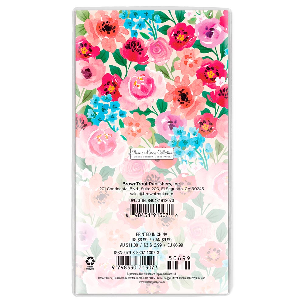 Bonnie Marcus OFFICIAL | 2027-2028 3.5 x 6.5 Inch Two Year Monthly Pocket Planner Calendar | Foil Stamped Cover