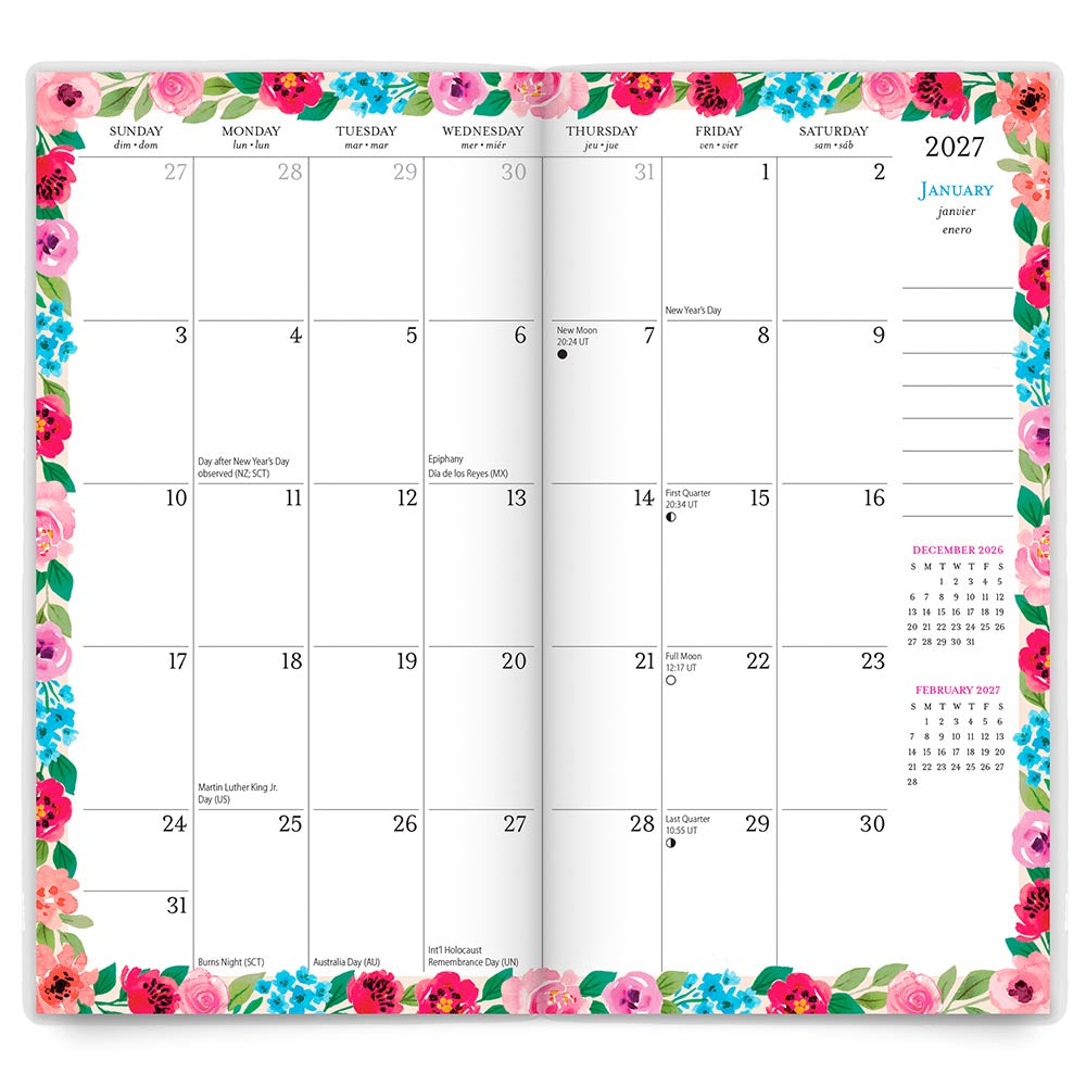 Bonnie Marcus OFFICIAL | 2027-2028 3.5 x 6.5 Inch Two Year Monthly Pocket Planner Calendar | Foil Stamped Cover