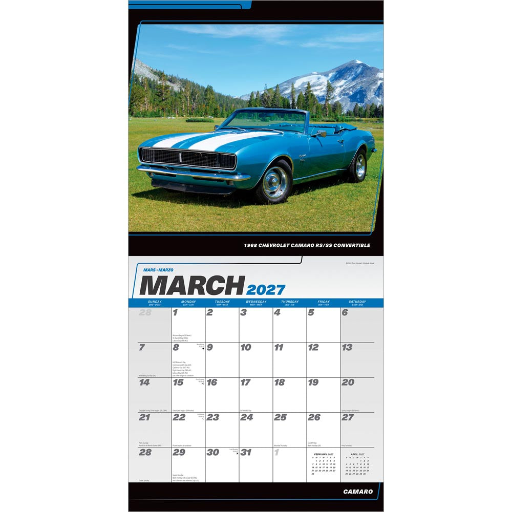 Camaro OFFICIAL | 2027 12 x 24 Inch (Hanging) Monthly Square Wall Calendar