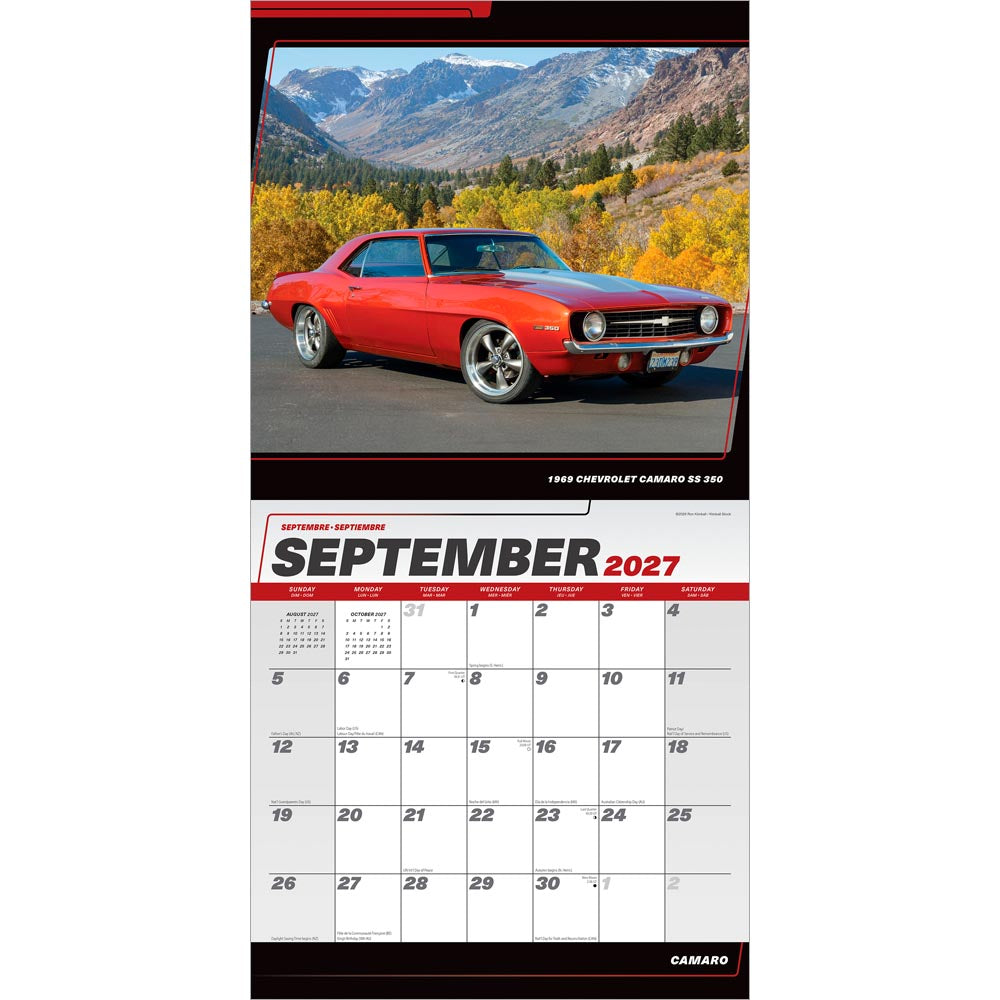 Camaro OFFICIAL | 2027 12 x 24 Inch (Hanging) Monthly Square Wall Calendar