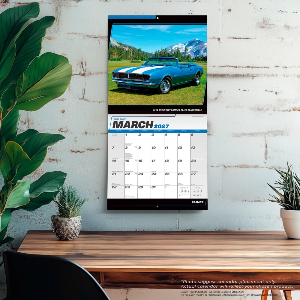 Camaro OFFICIAL | 2027 12 x 24 Inch (Hanging) Monthly Square Wall Calendar