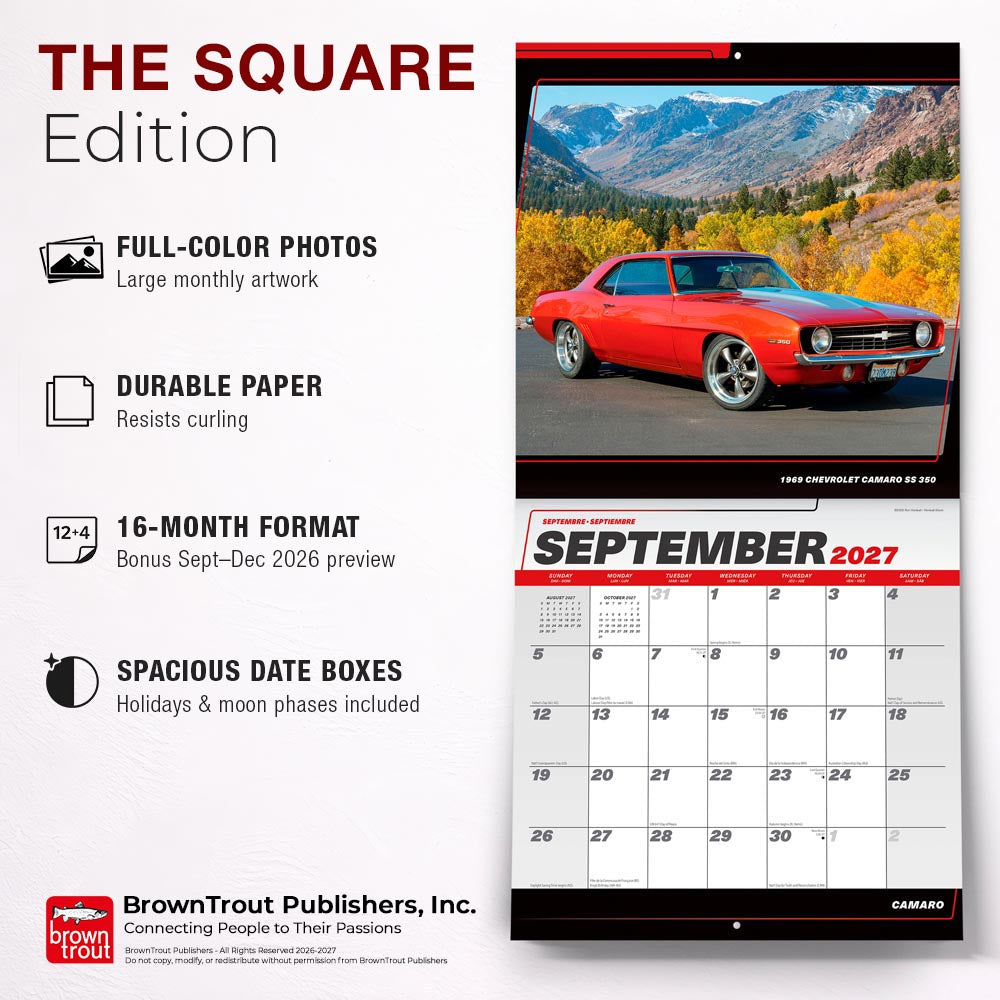 Camaro OFFICIAL | 2027 12 x 24 Inch (Hanging) Monthly Square Wall Calendar