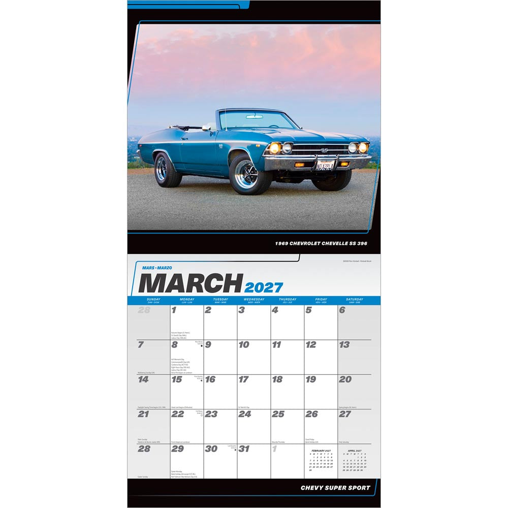 Chevy Super Sport OFFICIAL | 2027 12 x 24 Inch (Hanging) Monthly Square Wall Calendar
