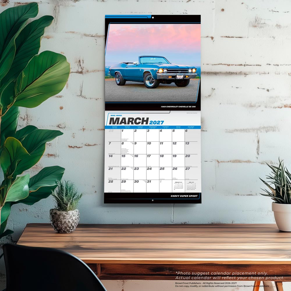 Chevy Super Sport OFFICIAL | 2027 12 x 24 Inch (Hanging) Monthly Square Wall Calendar