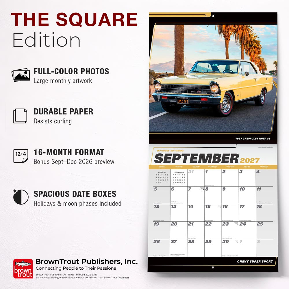 Chevy Super Sport OFFICIAL | 2027 12 x 24 Inch (Hanging) Monthly Square Wall Calendar