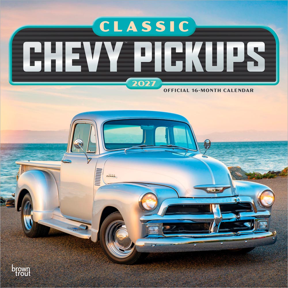 Classic Chevy Pickups OFFICIAL | 2027 12 x 24 Inch (Hanging) Monthly Square Wall Calendar | Foil Stamped Cover