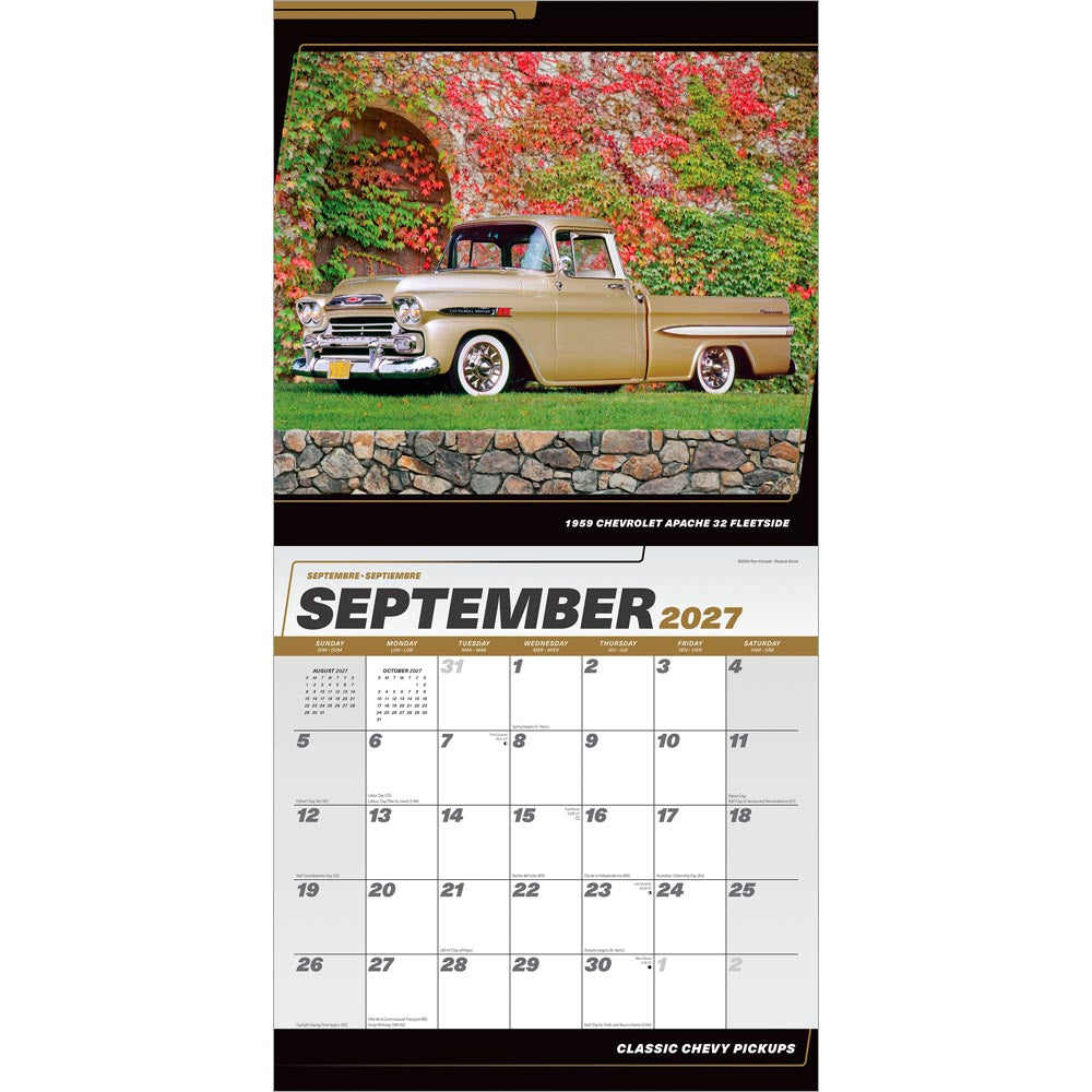 Classic Chevy Pickups OFFICIAL | 2027 12 x 24 Inch (Hanging) Monthly Square Wall Calendar | Foil Stamped Cover