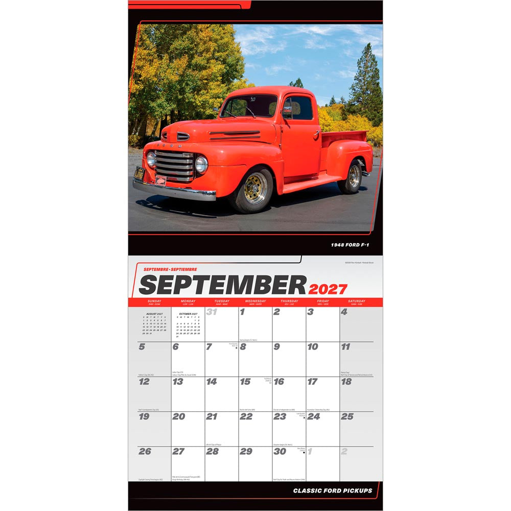 Classic Ford Pickups OFFICIAL | 2027 12 x 24 Inch (Hanging) Monthly Square Wall Calendar | Foil Stamped Cover