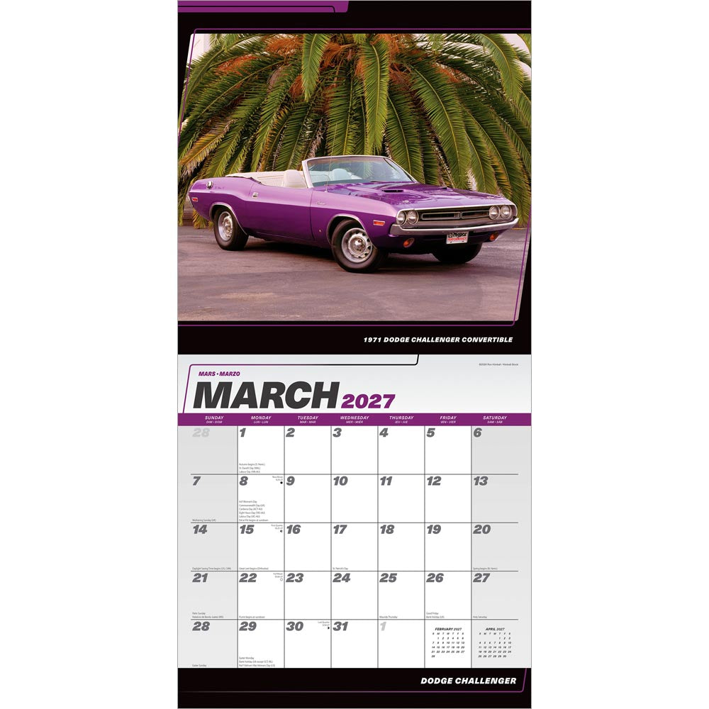 Dodge Challenger OFFICIAL | 2027 12 x 24 Inch (Hanging) Monthly Square Wall Calendar