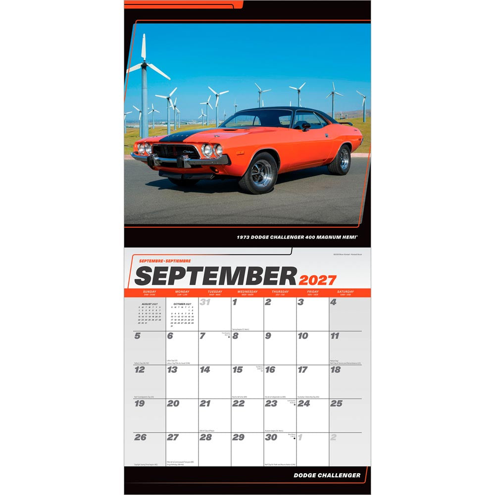 Dodge Challenger OFFICIAL | 2027 12 x 24 Inch (Hanging) Monthly Square Wall Calendar