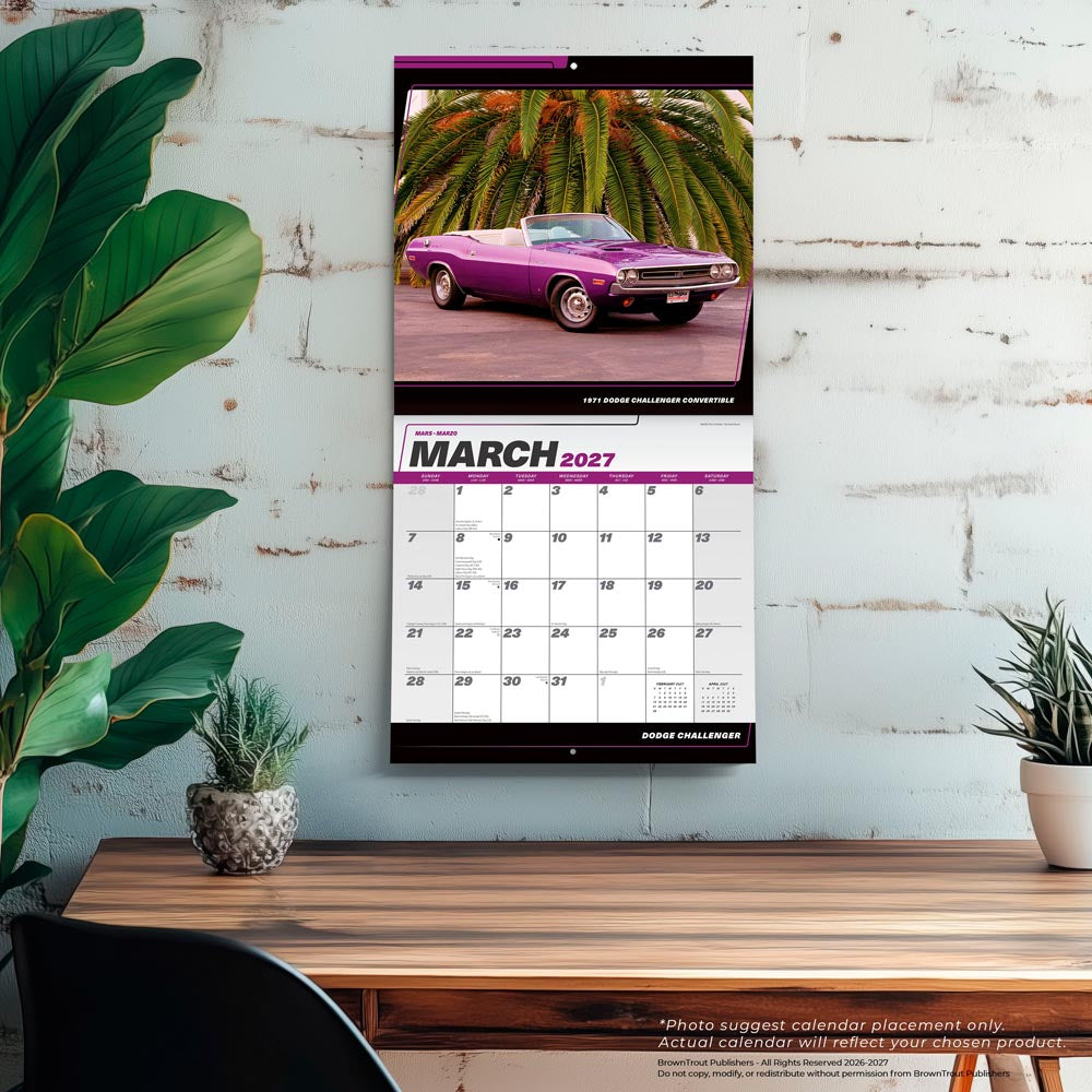 Dodge Challenger OFFICIAL | 2027 12 x 24 Inch (Hanging) Monthly Square Wall Calendar