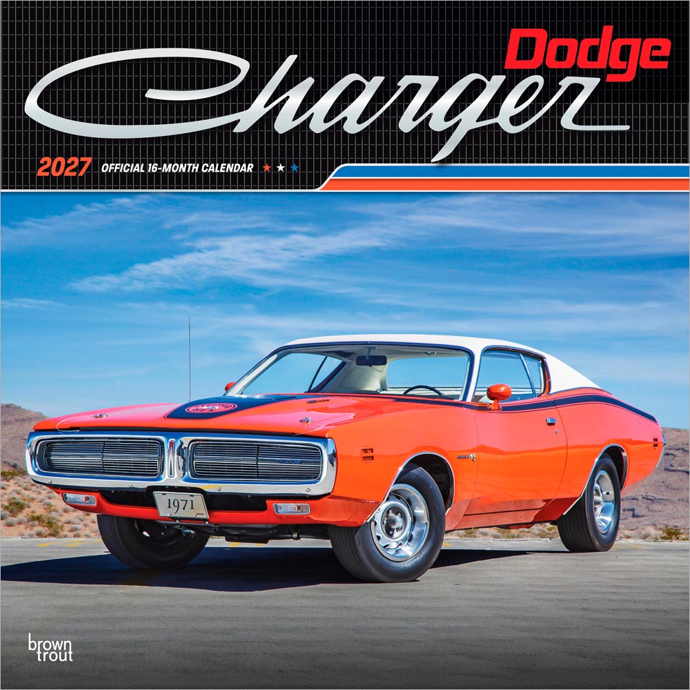 Dodge Charger OFFICIAL | 2027 12 x 24 Inch (Hanging) Monthly Square Wall Calendar | Foil Stamped Cover
