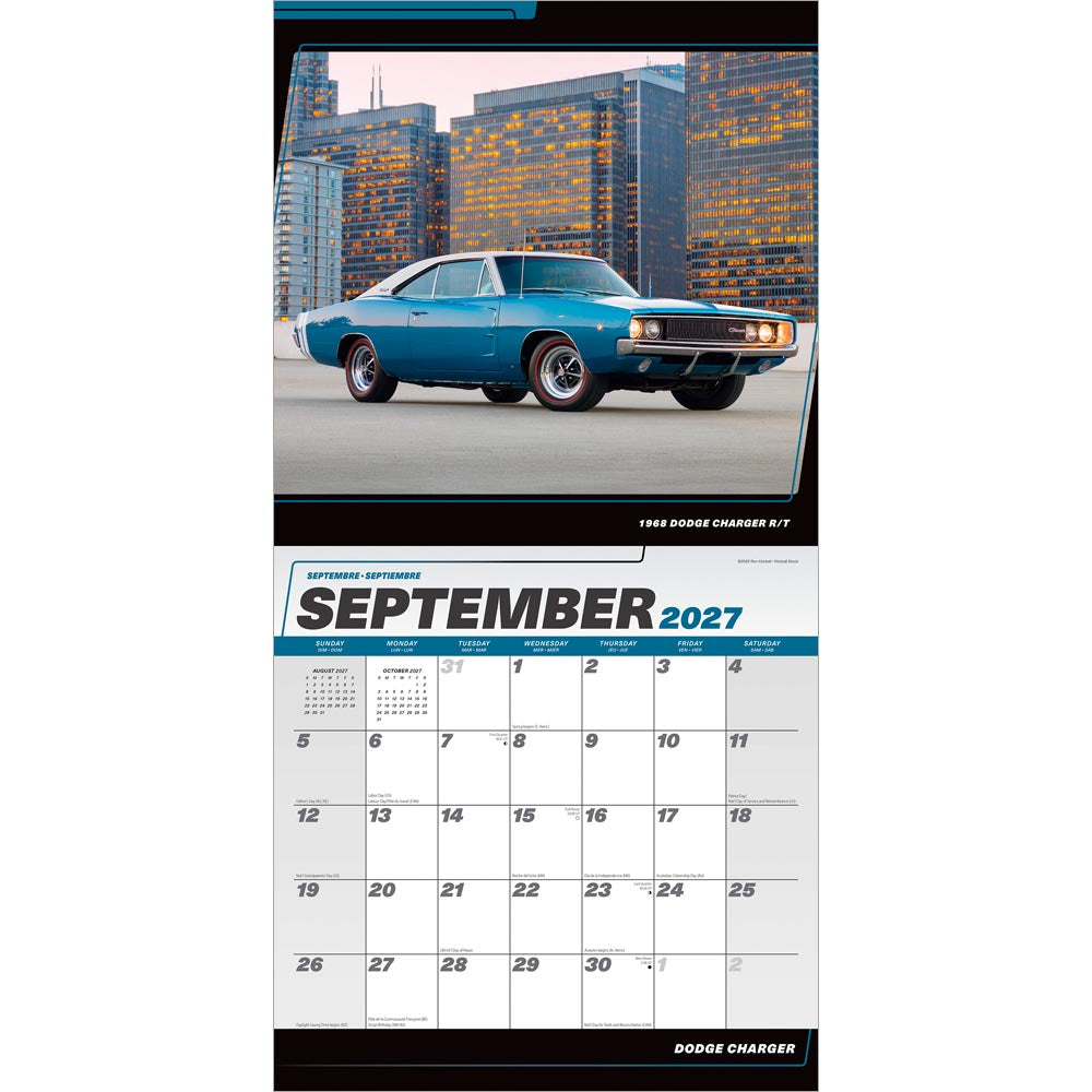 Dodge Charger OFFICIAL | 2027 12 x 24 Inch (Hanging) Monthly Square Wall Calendar | Foil Stamped Cover