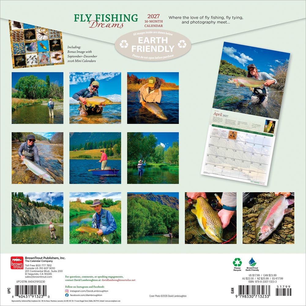 Fly Fishing Dreams OFFICIAL | 2027 12 x 24 Inch (Hanging) Monthly Square Wall Calendar